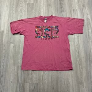 Vintage Arizona Tribal Shirt Men's Extra Large 90s Pink Art Graphic Crewneck